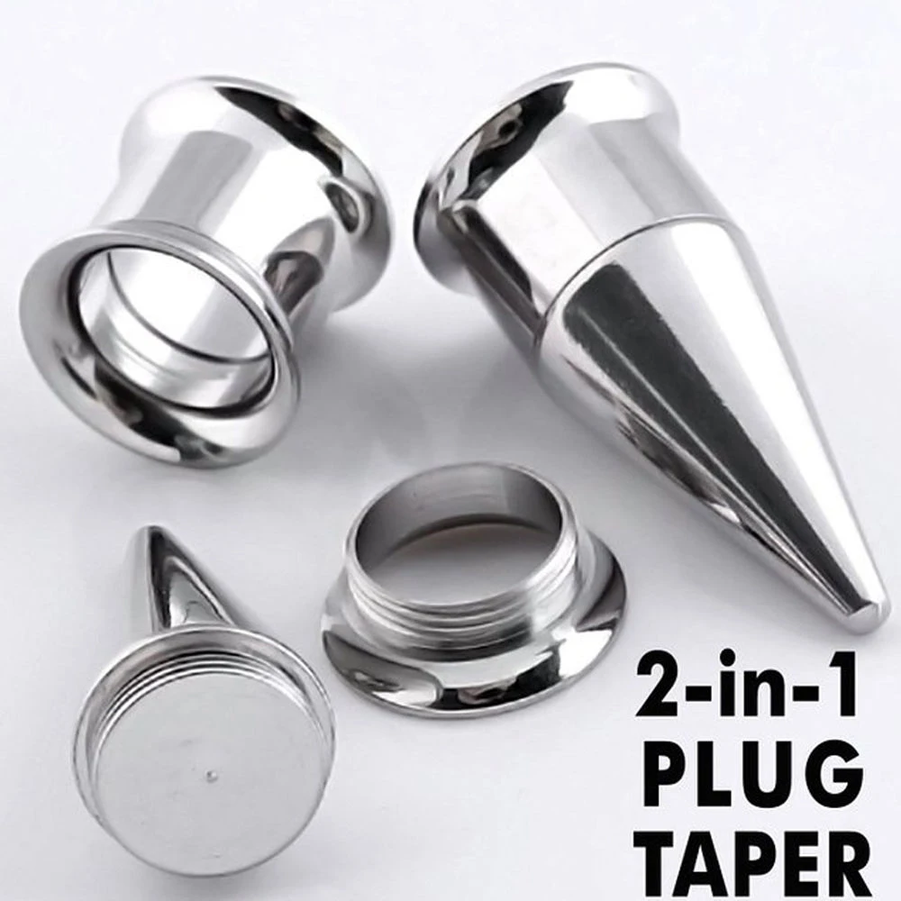 12 Pieces Stainless Steel Screw Fit Stretcher Ear Taper 2 in 1 Plug Tunnel Piercing Expander Jewelry Gauges Screw Up Kit 8g-00g