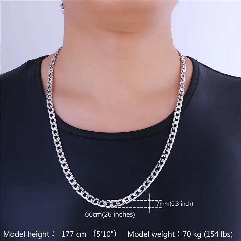 U7 Brand Jewelry Sets Men\'s Fashion Jewelry Sale Trendy Gold Color 7MM Wide Chain Bracelet Necklace Set Wholesale S401