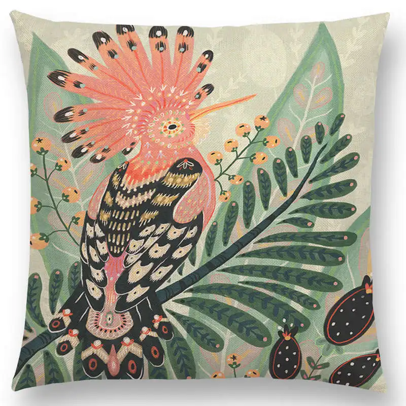 Colorful butterfly Cushion Cover Pink Bouquet Spring Cock Cute Owl Sweet Home Watercolor Sofa Pillow Case