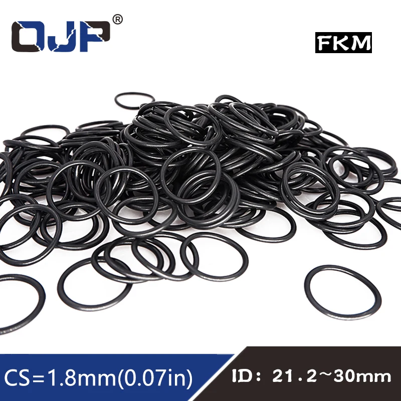 5PCS Fluorine rubber Rings Black FKM O ring Seal 1.8mm Thickness ID21.2/22.4/23.6/25/25.8/26.5/28/30mm O-Ring Seal Ring Gasket