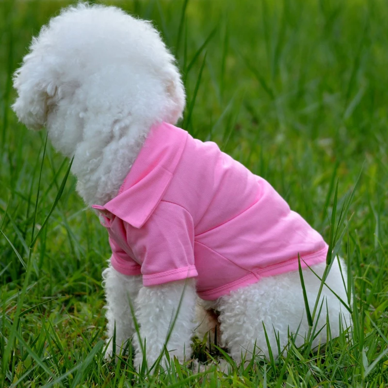 Cute Summer Pet Puppy Small Dog Cat POLO Shirt 100% Cotton Pet Clothes Costume Apparel T-Shirt 5 Size 6 colors