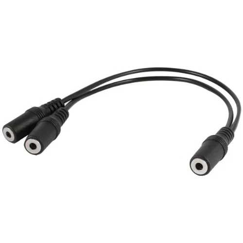 In stock 28cm 3.5mm Female to Dual Jack Female Y Splitter Stereo Audio Cable Black