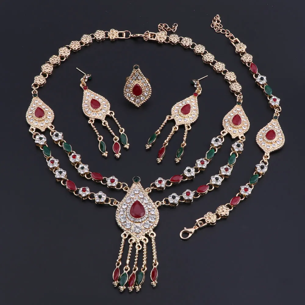 Exquisite Dubai Jewelry Sets Luxury Gold Color Nigerian Wedding African Beads Jewelry Set Women Necklace Earrings Jewelry Sets