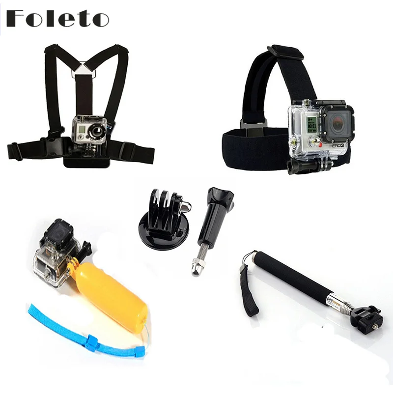 Accessories Kit Monopod Tripod + Float Bobber Handheld Stick + Chest Belt + Head Strap For Go pro Hero 3 3+ 2 1 SJ4000