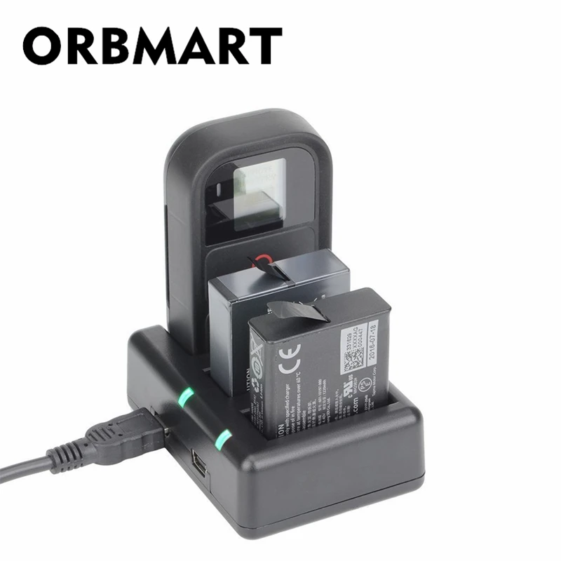 ORBMART Three Ports Battery Charger and Remote Control Charging For Gopro Hero 5 6 7 Black Camera Charging Accessories