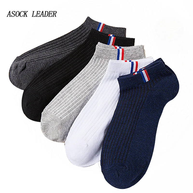 2018 Spring&Summer New Sock Men Fashions Ten styles  Double needle Casual Short socks  Men Gifts Socks 5 Pairs/Lot No Box