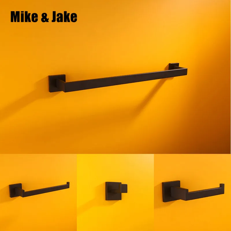 

Black bathroom set single towel bar paper holder black towel ring and cloth hook black bathroom accessory kit