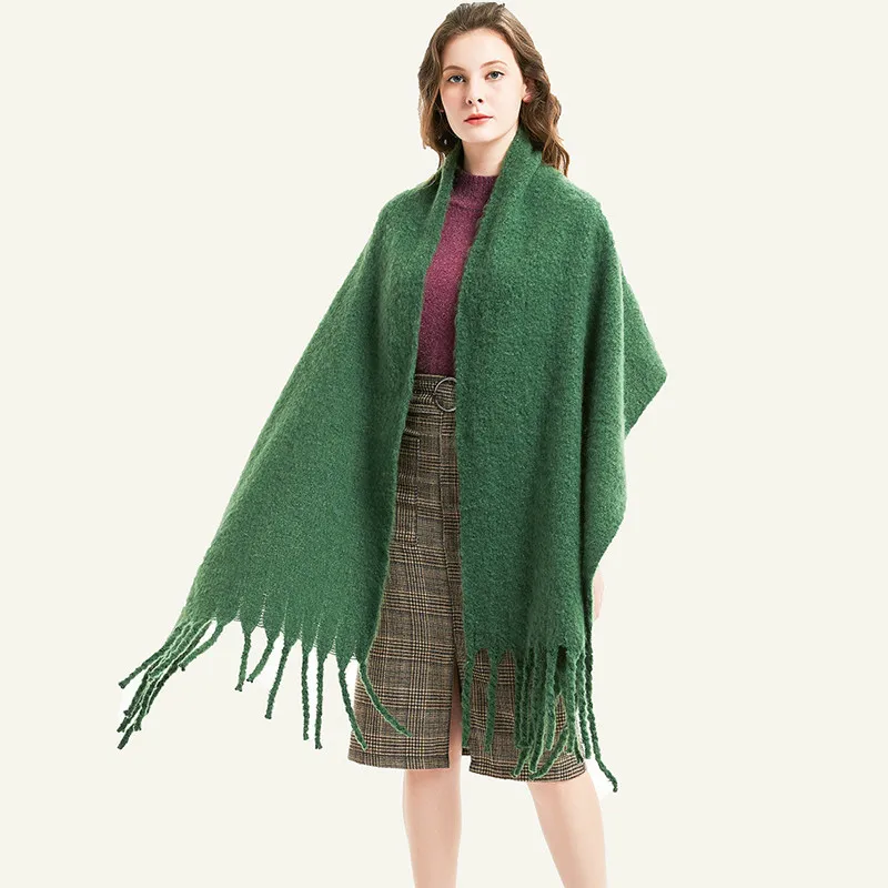 2024 New Fashion Winter Warm Solid Scarf for Women/Ladies luxury Warm Cashmere Shawl and Warps Thicken Wool Long Tassel