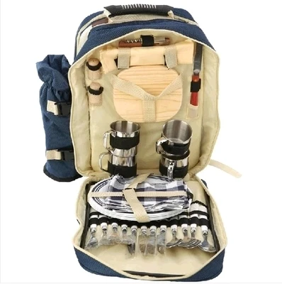 Outdoor picnic bag four sets of BBQ backpack ultra portable meal tool package a full set of outdoor equipment picnic barbecue