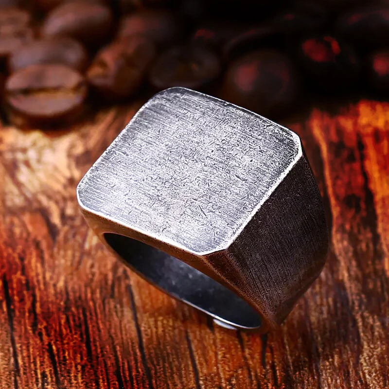 Beier 316L Stainless Steel Round and square Antique silver men and women  High Quality fashion wholesale ring jewelry LR484