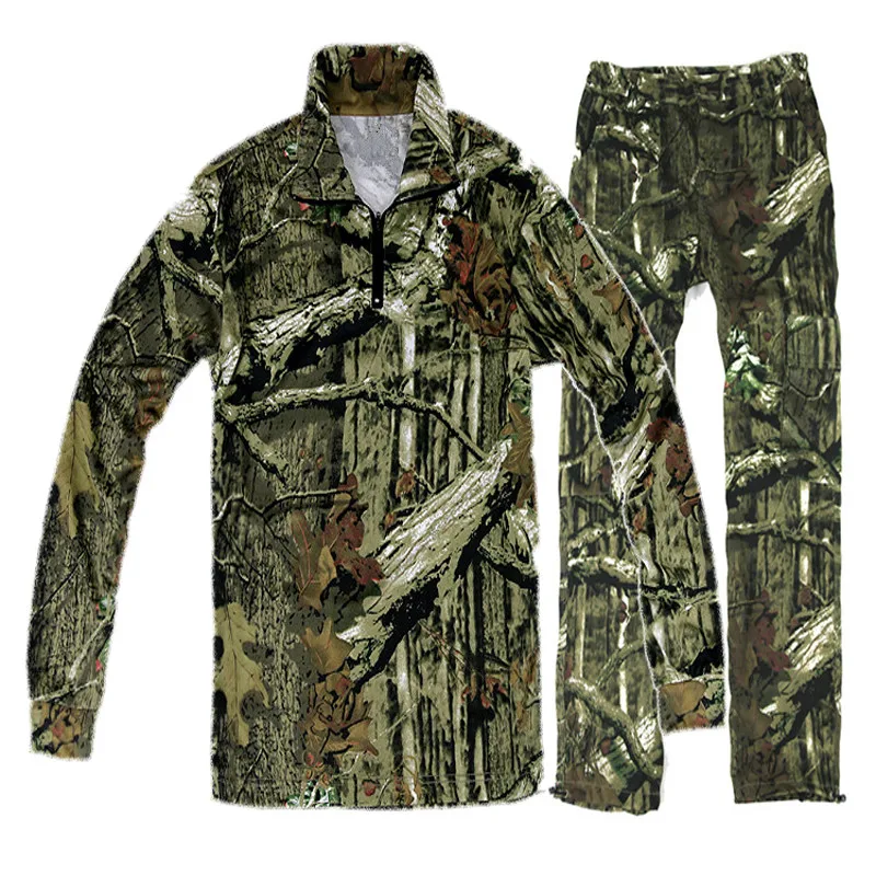 Bionic Camo Outdoor Hunting Suit Summer Bird Watching Sniper Shooting Breathable Scratch-resistant Don't Stick Grass Shirt Pants