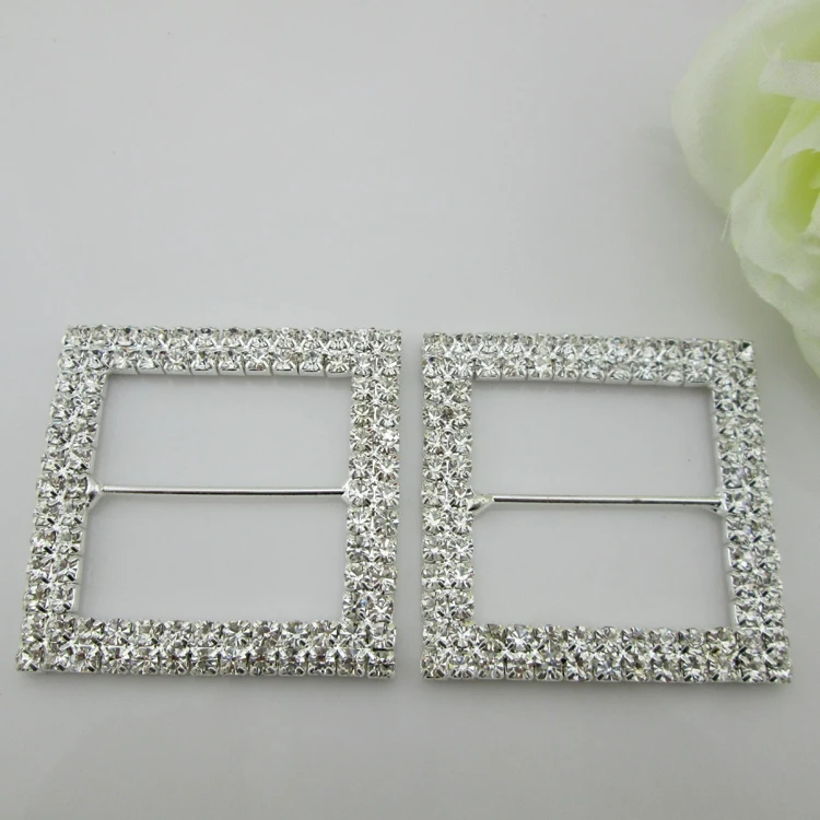 2pcs large square rhinestone buckle silver for scarf shirt garment accessory