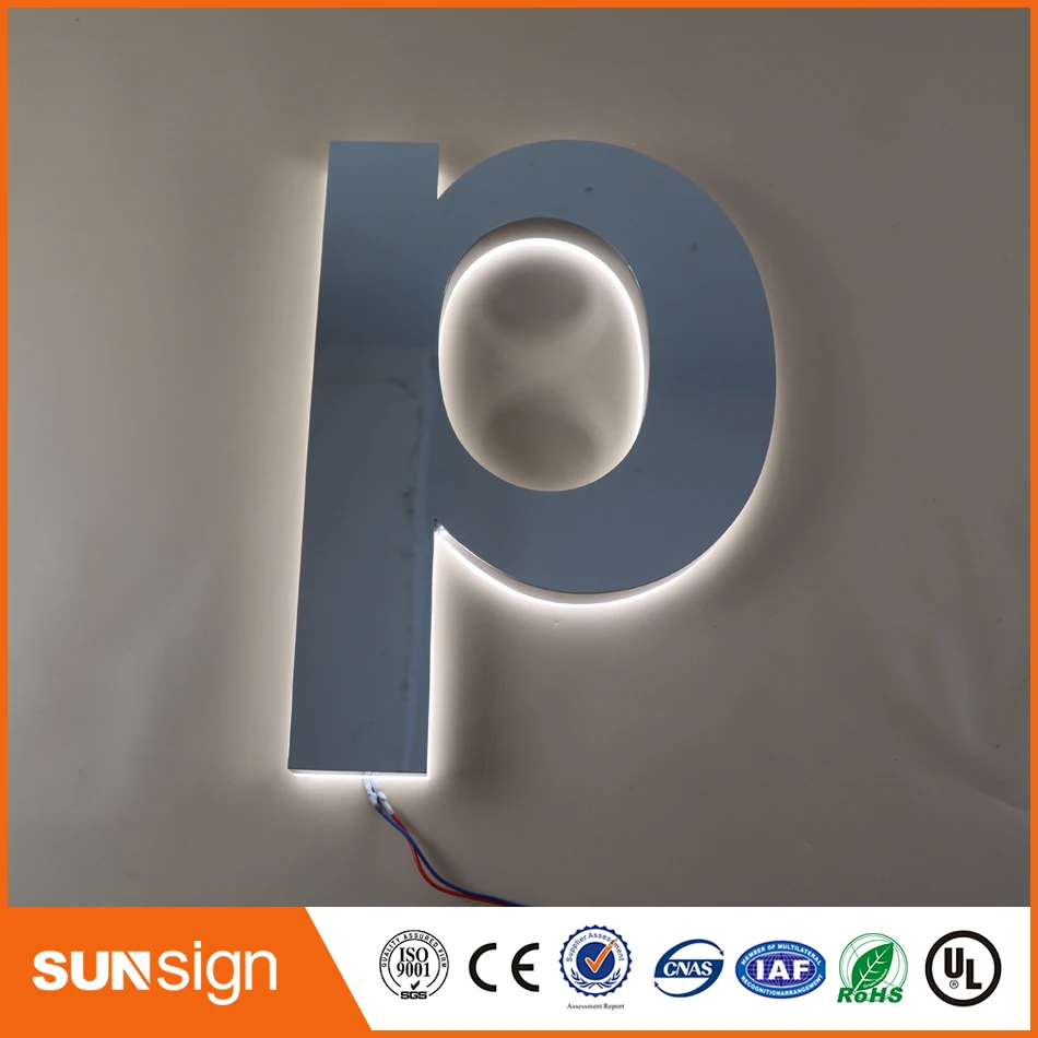 New coming Lighted polished metal led love letter sign