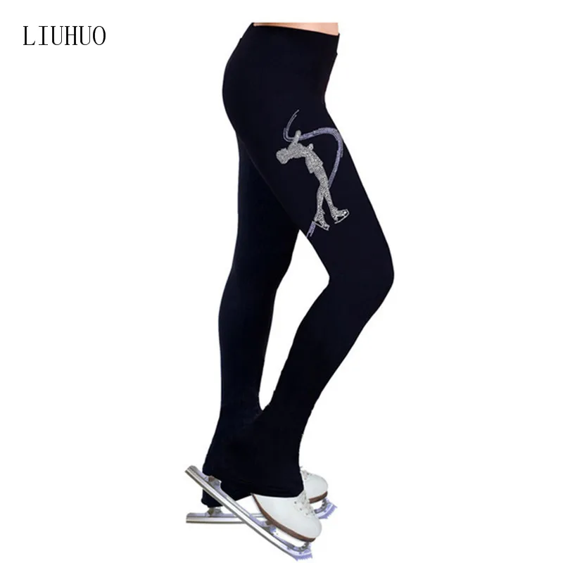 Figuur Schaatsen Broek Vrouwen Meisjes Ijs Broek Bodems Zwart Iceman Patternspandex Hoge Elasticiteit Training Concurrentie Volwassen