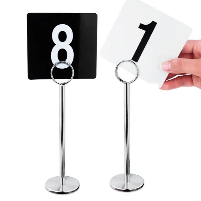 

Plastic Table Marker Number Cards + Metal Table Card Holder Stand for Banquets Wedding Restaurant Bar Decor ZA6809