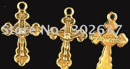 

FREE SHIPPING 90pcs Antiqued gold crafted crucifix pendants A936G