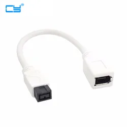 White IEEE 1394 IEEE1394 6PIN Female to 1394b 9PIN male Firewire 400 TO 800 Adapter Cable 10cm 0.1m