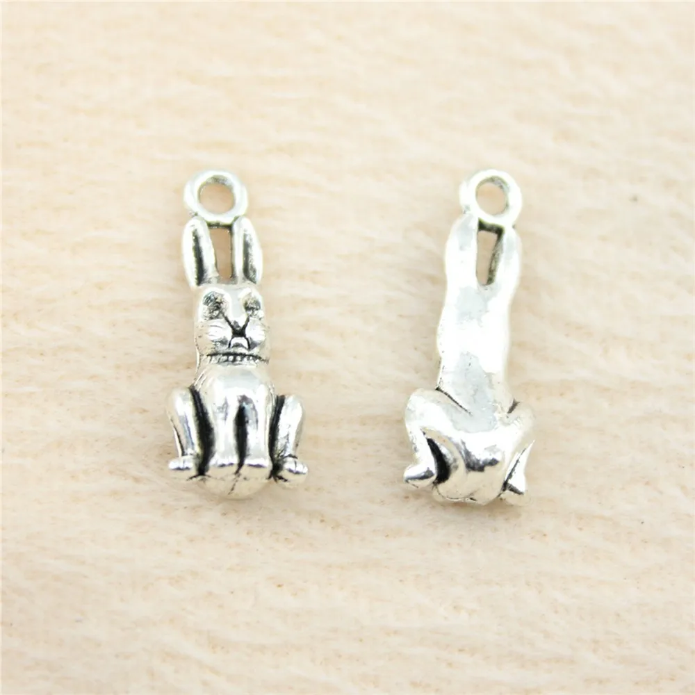 31pcs/lot 24*10*8mm ancient silver 3D Rabbit charm Pendants DIY jewelry for bracelet necklace earring