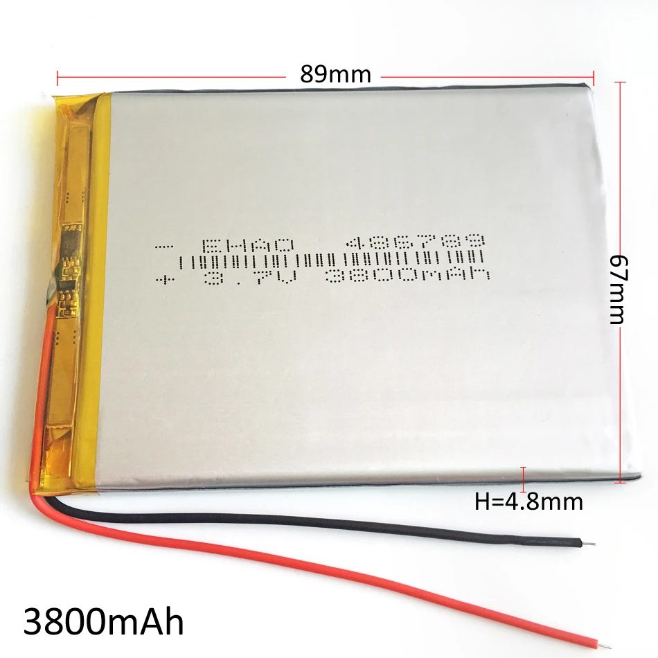 5 PCS 3.7V 3800mAh Lithium Polymer Li-po Rechargeable battery 486789 For GPS PSP Power bank Tablet PC DVD PAD Laptop Camera