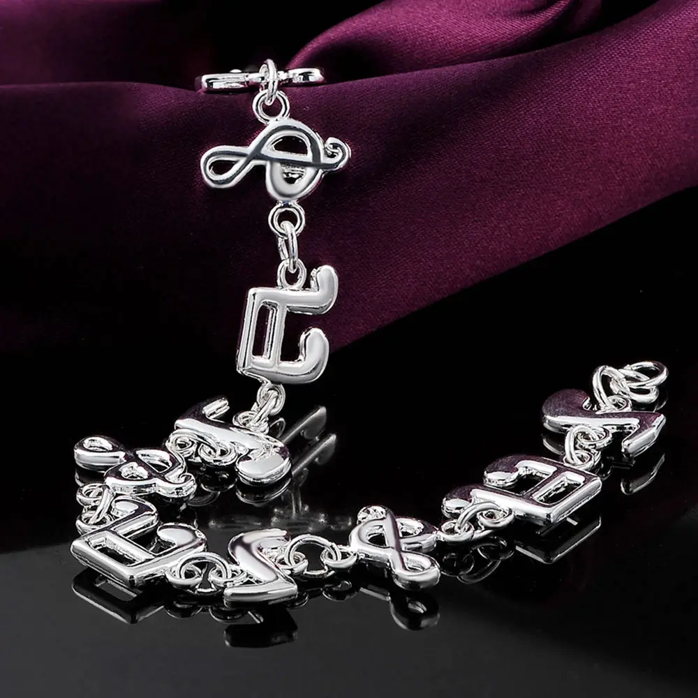 Beautiful Music note Silver color Bracelets woman high quality fashion Gorgeous jewelry Floor price free shipping H242