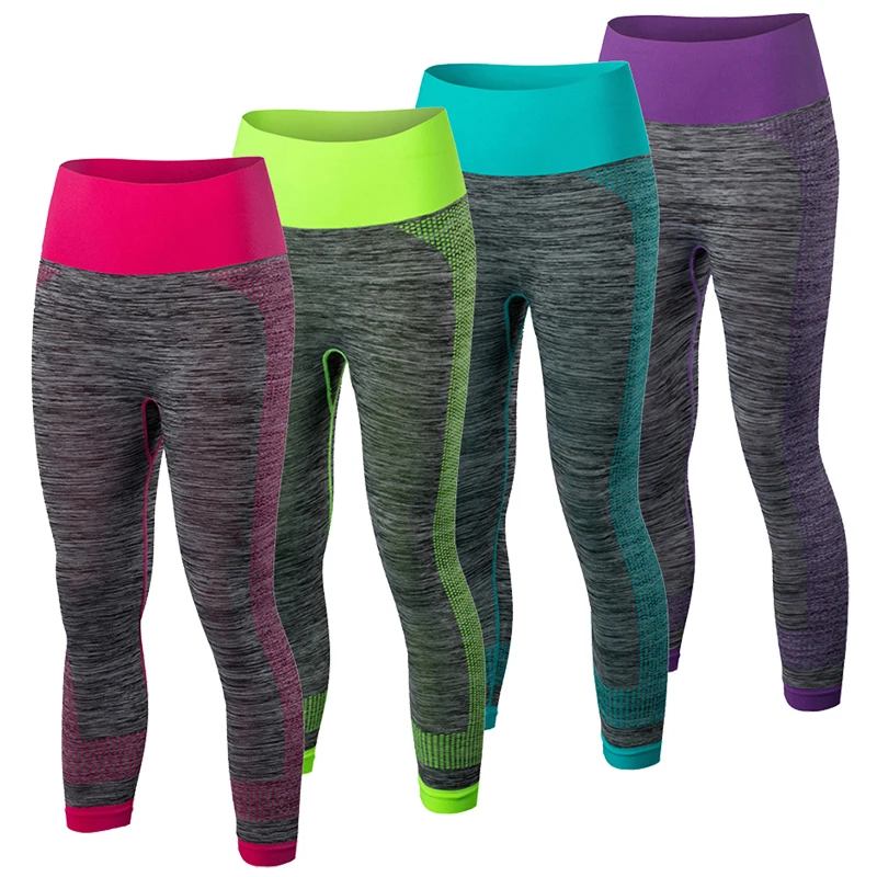 

Sexy Sport Running Pants Gym Tights Fitness 3/4 Length Leggings Quick Dry Trousers Elastic Stretch Women Yoga Leggins