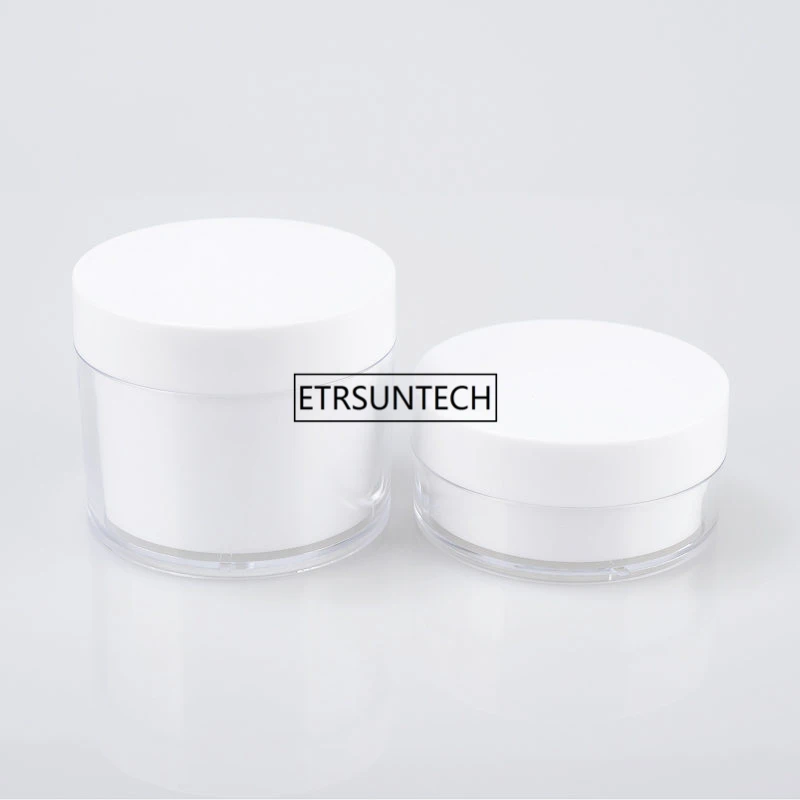 

50pcs 100g 200g Cream Jar White Acrylic Facial Mask Makeup Sub-bottling Empty Cosmetic Container Sample Canister F2524