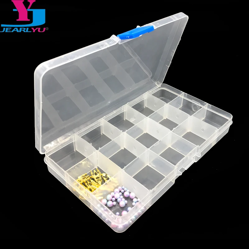 15 Slots Adjustable Nail Art Decoration Storage Box Craft Organizer Beads Multifunctional Detachable Earing Cosmetic Storage Box