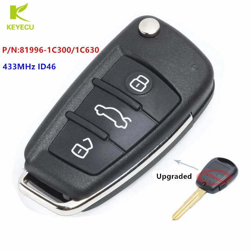 

KEYECU Replacement Upgraded Folding Remote Key Fob 433MHz ID46 for Hyundai Getz Accent in Australia 81996-1C300 / 81996-1C630