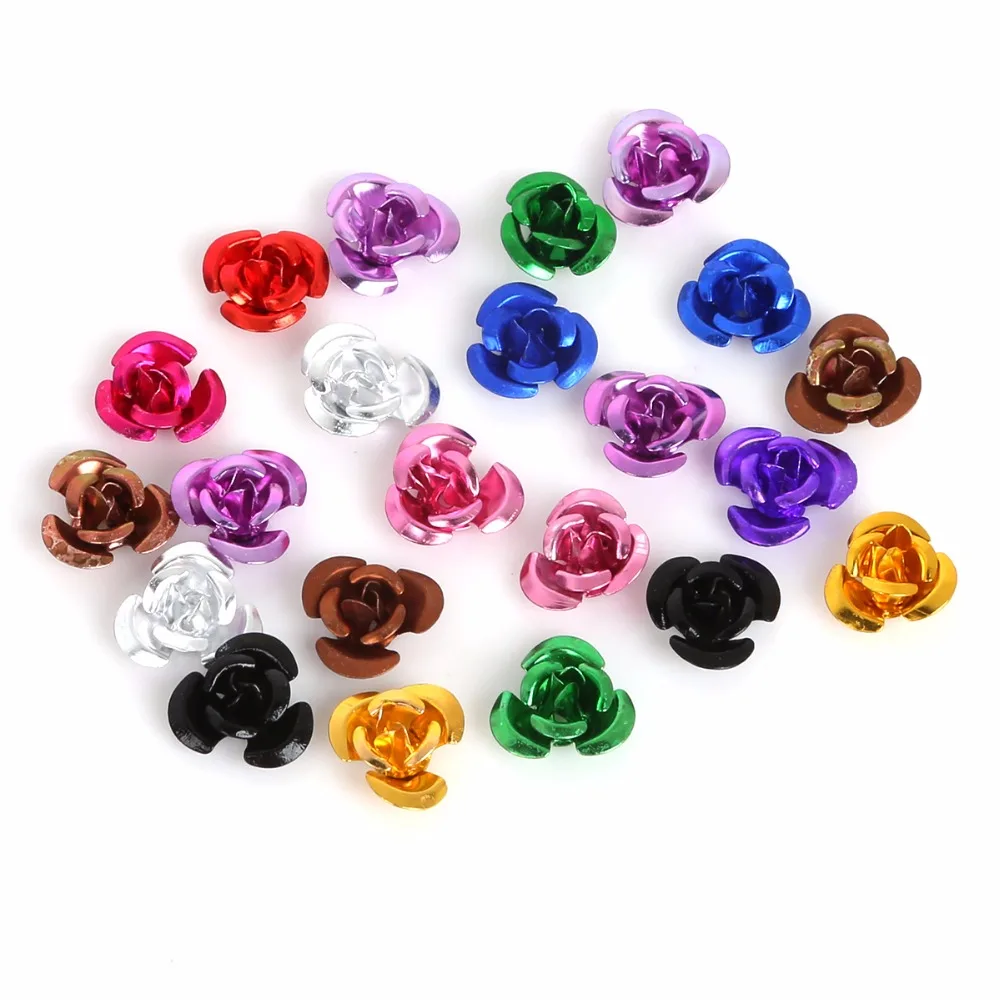 New Arrival 100pcs Rose Flower Aluminum Spacer Beads Caps 6mm 8mm 12mm For DIY Fashion Bracelet jewelry findings crafts