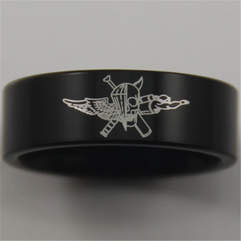 Free Shipping USA UK Canada Russia Brazil Hot Sales 8MM Black Pipe Marine Force Recon Military Design Tungsten Comfort Fit Ring