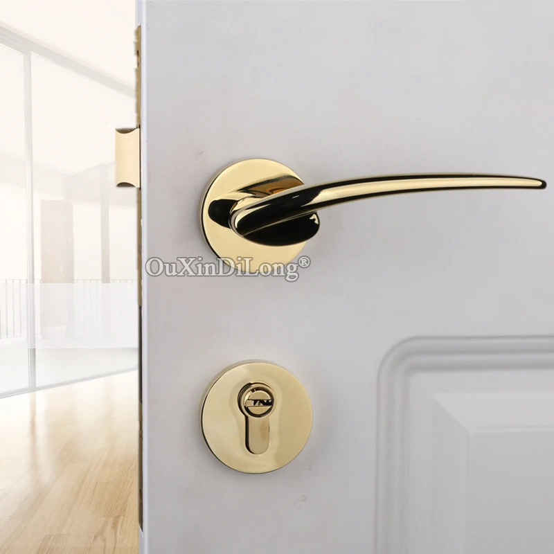 

Luxury European Gold/Chrome Mortise Door Lock Set Copper Interior Living Room Bedroom Bathroom Silent Door Lock with Key/No Key