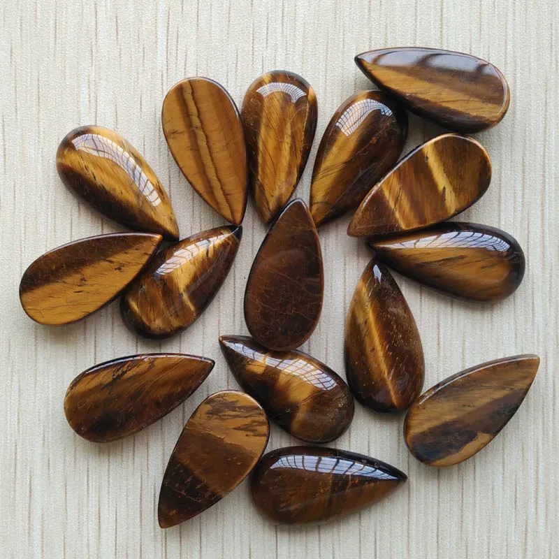 Fashion high quality natural tiger eye stone water drop cab cabochons beads 15x30mm for Jewelry making free Wholesale 24pcs/Lot