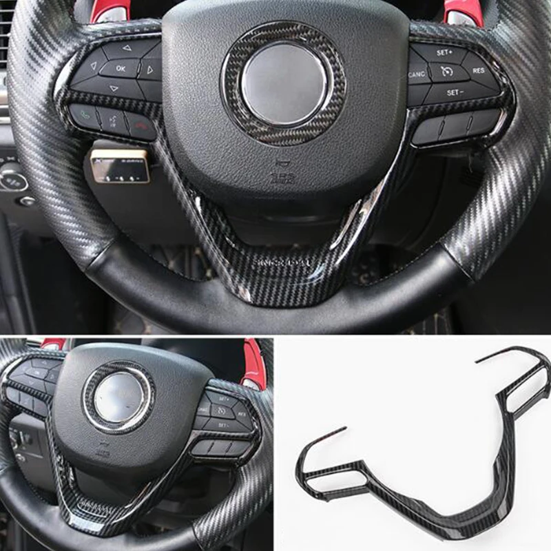 

ABS Carbon fibre For Jeep Grand Cherokee 2014-2017 Accessories Car Steering wheel Button frame Cover Trims Car Styling 1pcs