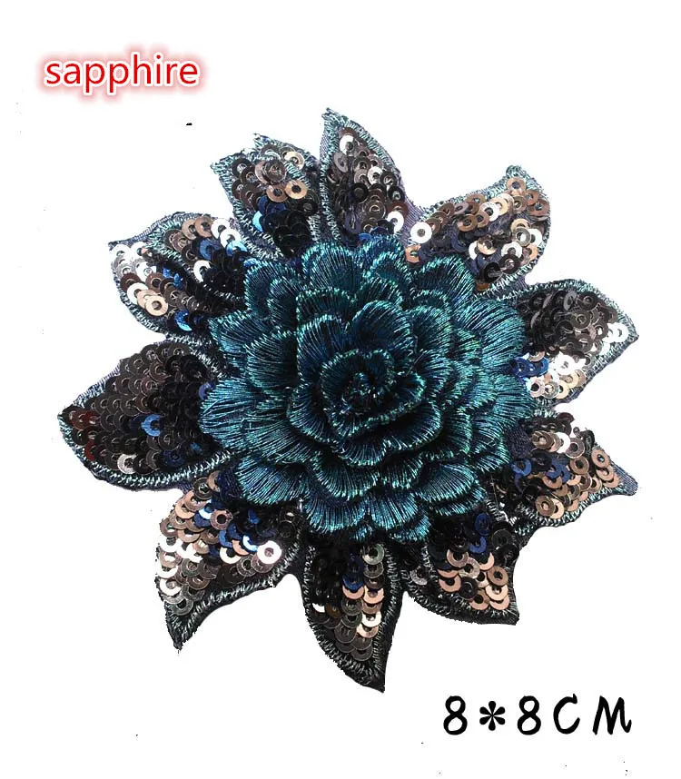 5 pieces/lot Bright Sequins Patch DIY Flower Patches Clothes Sew-on Embroidered Applique Motif For Clothes