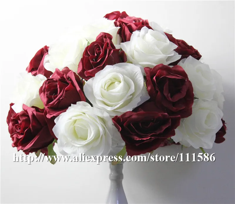 SPR HOT SALE 10pcs/lot wedding road lead artificial flowers wedding table flower centerpiece kissing flower ball decoration