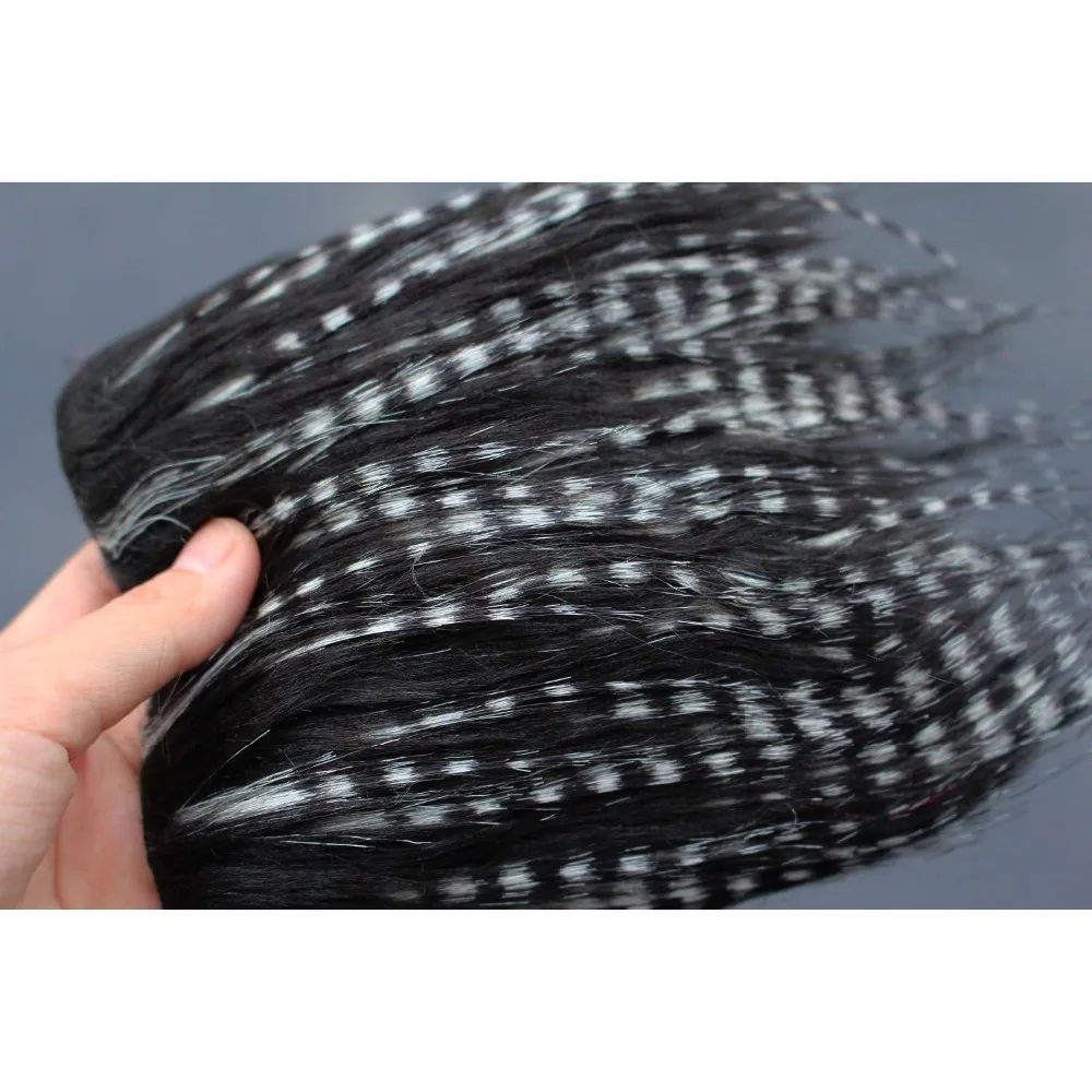 Tigofly 2 pcs 20X10cm Furabou Craft Fur Black White Barred Soft Synthetic Fiber Streamer Tail Wing Fly Fishing Tying Materials