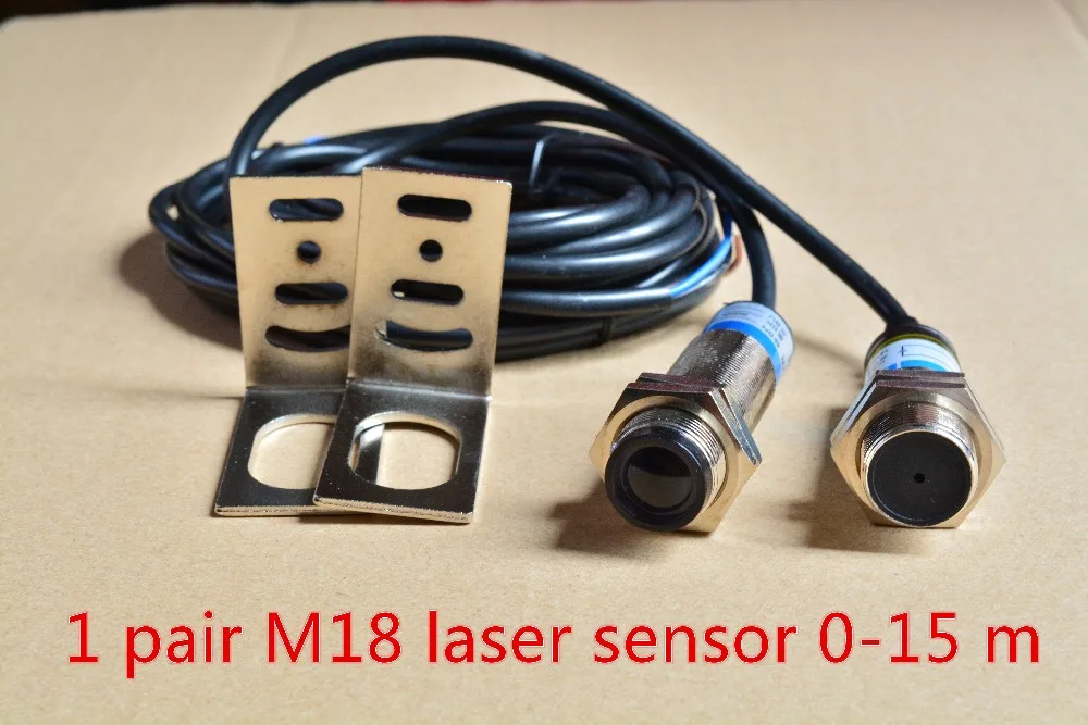 

1pair M18 laser photoelectric sensor optoelectronic switch NPN or PNP DC10-30 detection distance 0 -15 meters