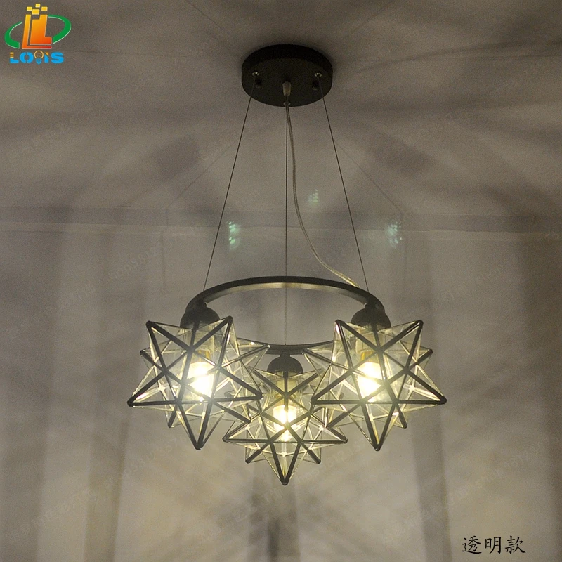 New Three-character Pentacle Chandelier Creative Bar Counter Restaurant Designer Light Simple Bedroom Glass American Lighting