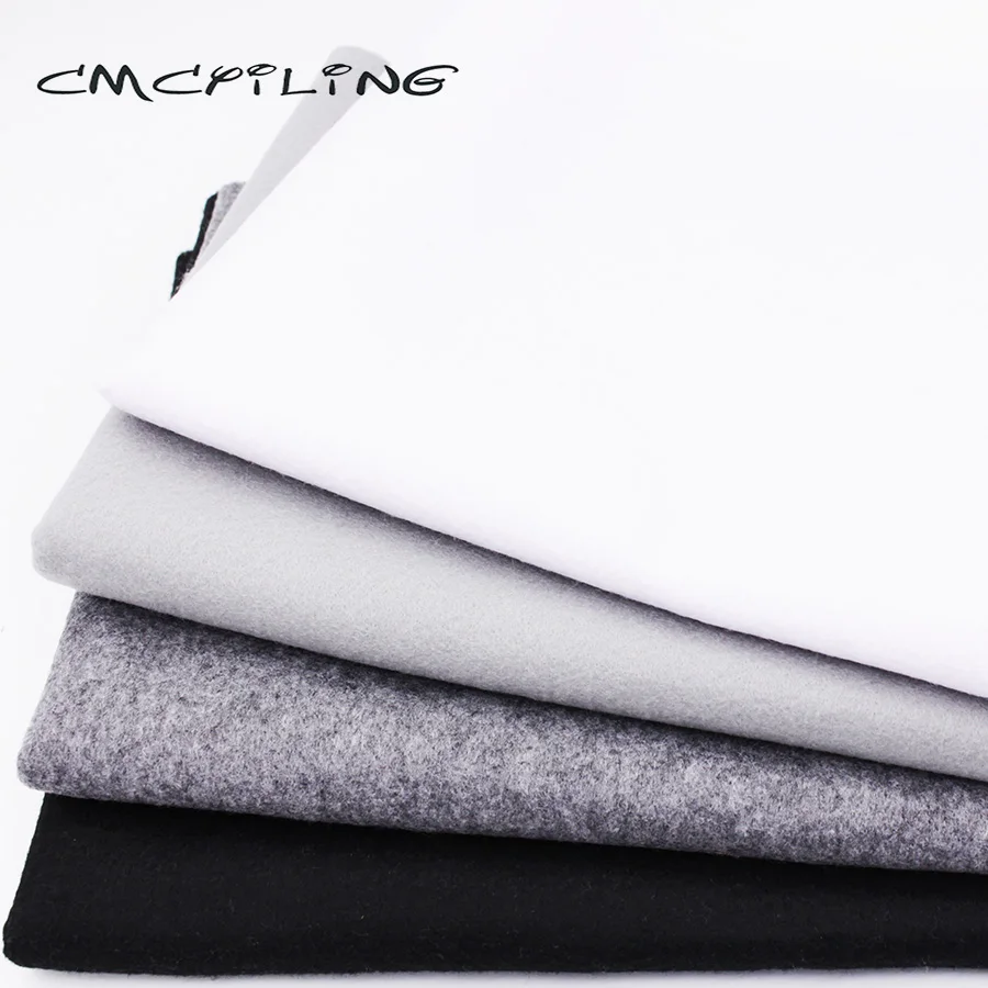 CMCYILING Black White Gray Patchwork Soft Felt Fabric For Needlework DIY Sewing Dolls Crafts  Polyester Cloth  4 Pcs/Lot,45*55cm