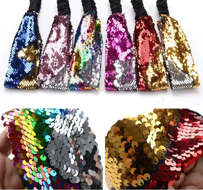 25.5CM*7CM Sequin Women Hairhand Ribbon Glitter Band DIY Hair Accessories Fashion Hairband Accessories Elastic Band *new*