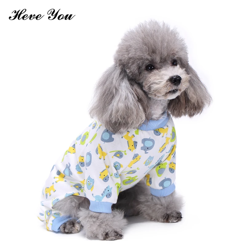 Heve You New Pets Puppy Romper Sleeping Warm Pet Pajamas Soft Cotton Jumpsuits Winter Dog Coat Chihuahua Clothes Cat Clothing