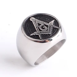 Domineering masonic ring casting Punk Gothic free Mason Stainless Steel finger rings for men wholesale