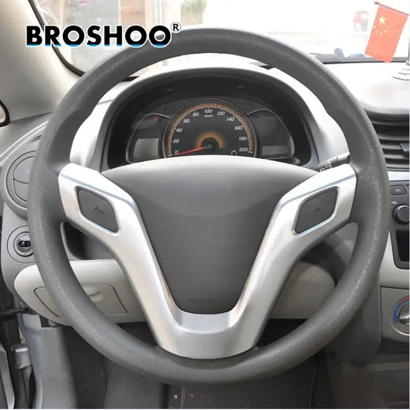 

BROSHOO For Chevrolet New Sail Chrome Steering Wheel Cover Sticker Decal 2010 2011 2012 2013 2014 Sail 3 Accessories Car Styling