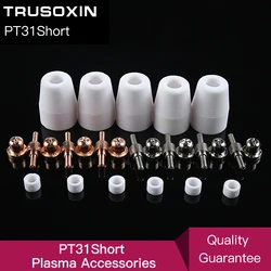 Cutter Consumables Extended Ni Tips Electrode Gas Ring and Porcelain Shiled Cups for  Inverter Plasma Cutter Torch PT31