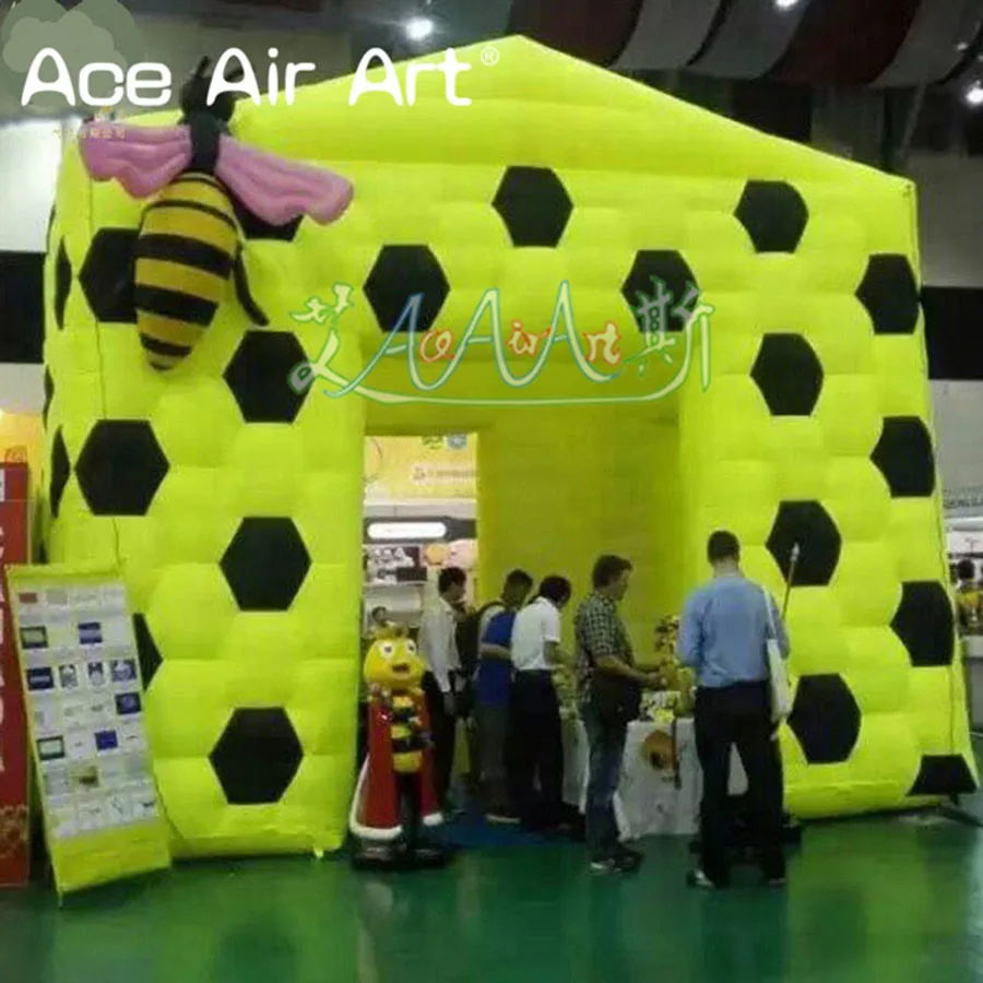 Giant Outdoor/Indoor Inflatable Tent Marquee Cabin Cube Hive House with 3D Bee and 2 Entrances For Events