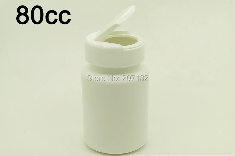 (100pcs/lot) 80cc PET Empty Plastic Bottles, Capsules Bottle, 80ml Powder Bottle---White Color with Flip White Cover