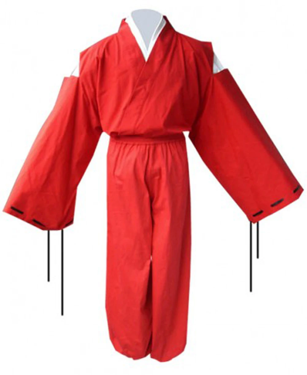 Brdwn Inuyasha Womens Kikyo Fire Rat Cho Cosplay Costume Dress Kimono (top+pants+belt+ribbon)