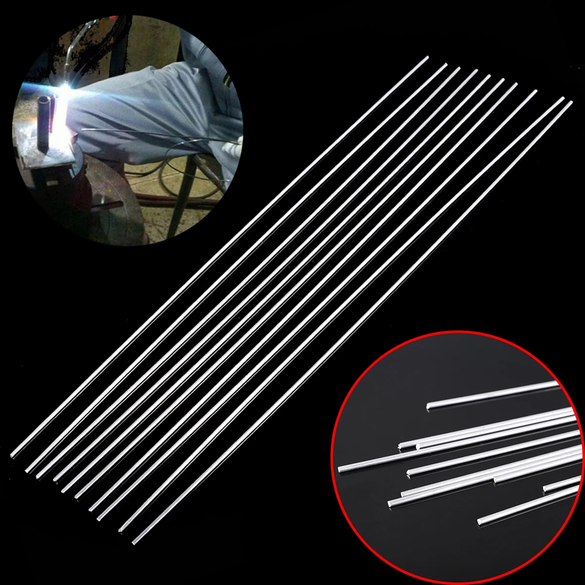 10pcs 2.4mm*450mm Silver Low Temperature Welding Rod Metal Aluminum Magnesium