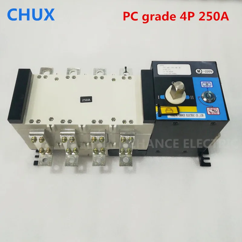 CHUX ATS Automatic Transfer Switch 4P 3P 250A PC Grade  220V/ 230V/380V/440V 4 Pole 3 Phase Dual Power Switch