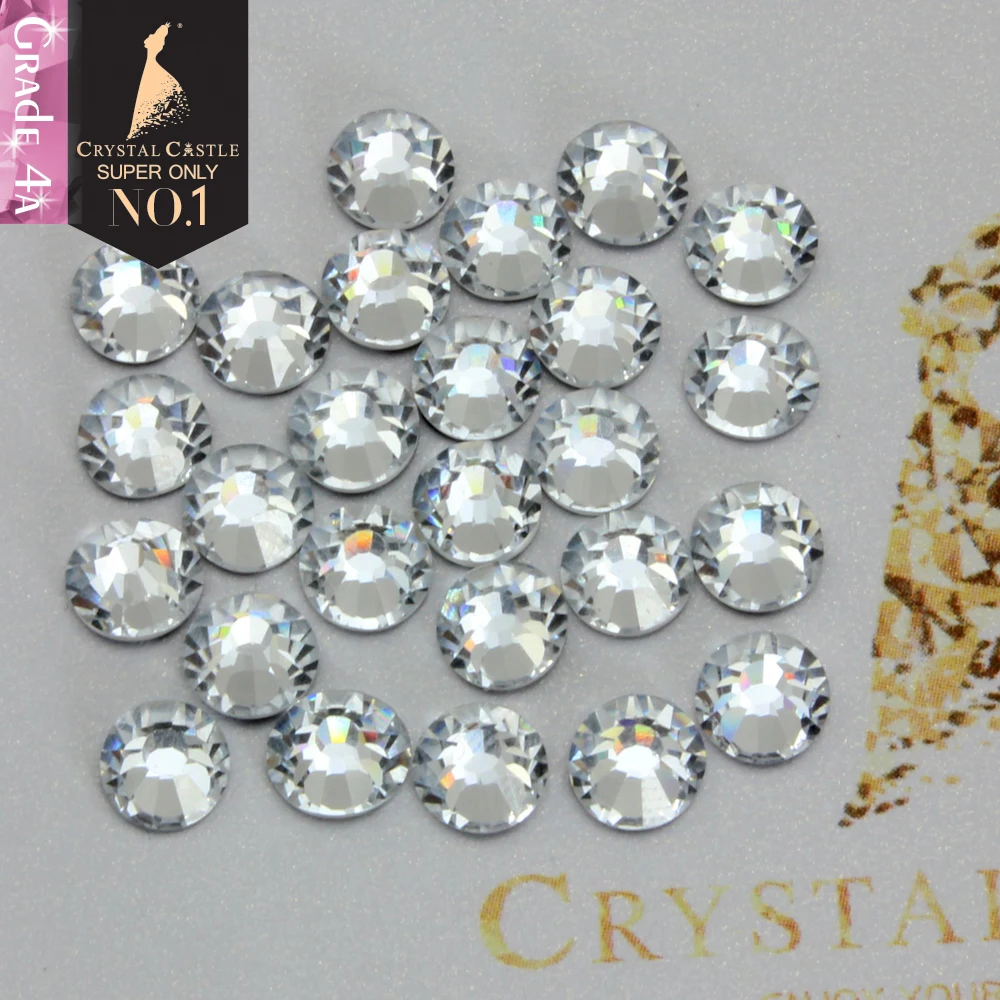 Crystal Castle Sparkle Non Hotfix 3D Nail Stones Clear White Strass Crafts Blingbling Glass Strass 4 anhf301